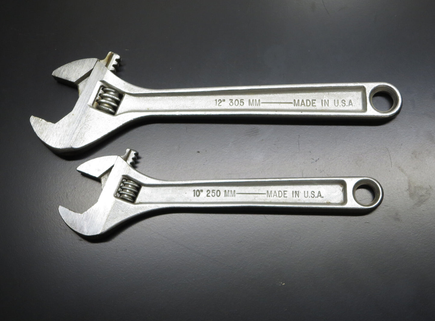 ARMSTRONG Adjustable Wrench Set 10 in. 28-410 & 12 in. 28-412 VG MADE IN USA