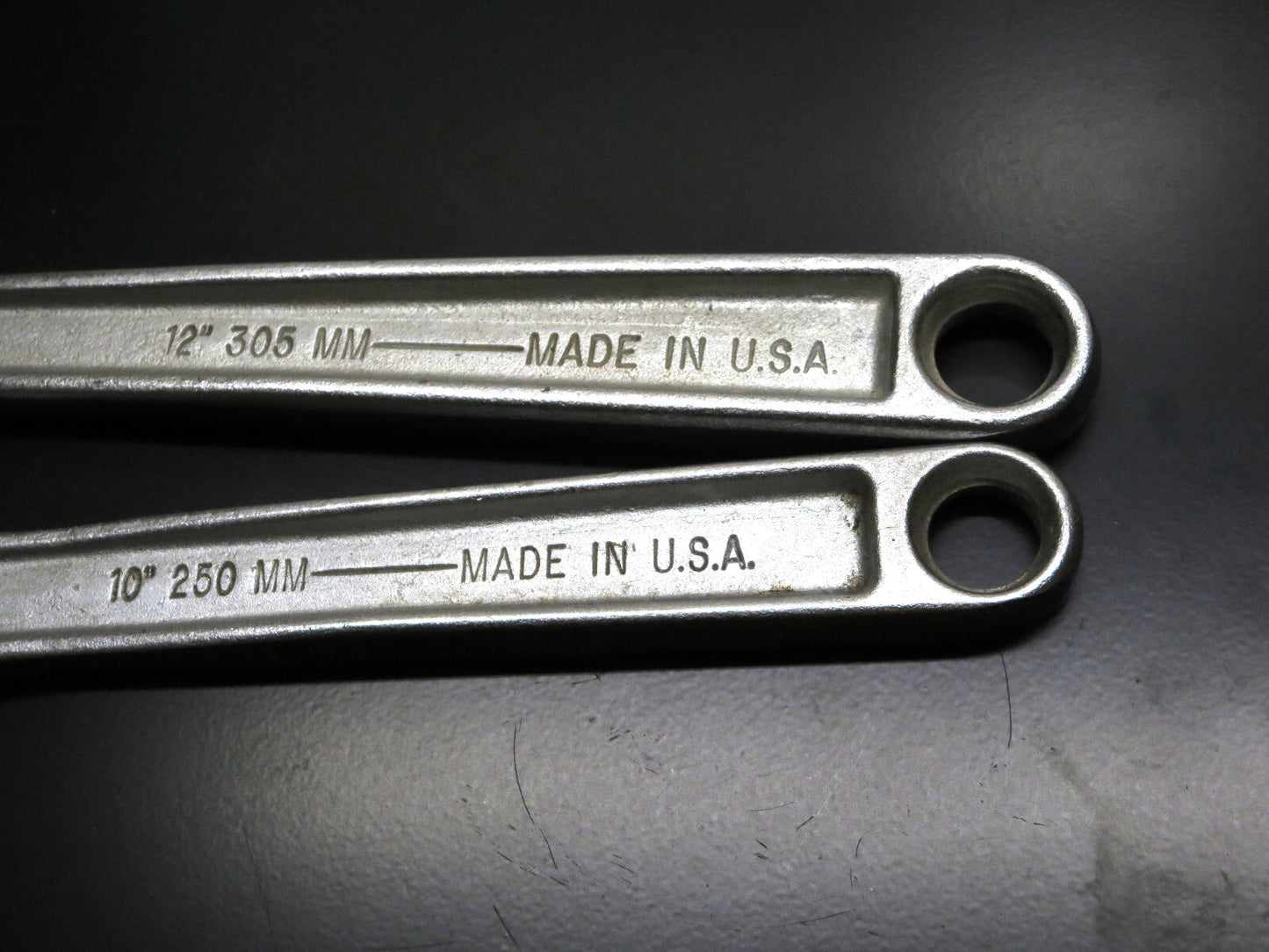 ARMSTRONG Adjustable Wrench Set 10 in. 28-410 & 12 in. 28-412 VG MADE IN USA