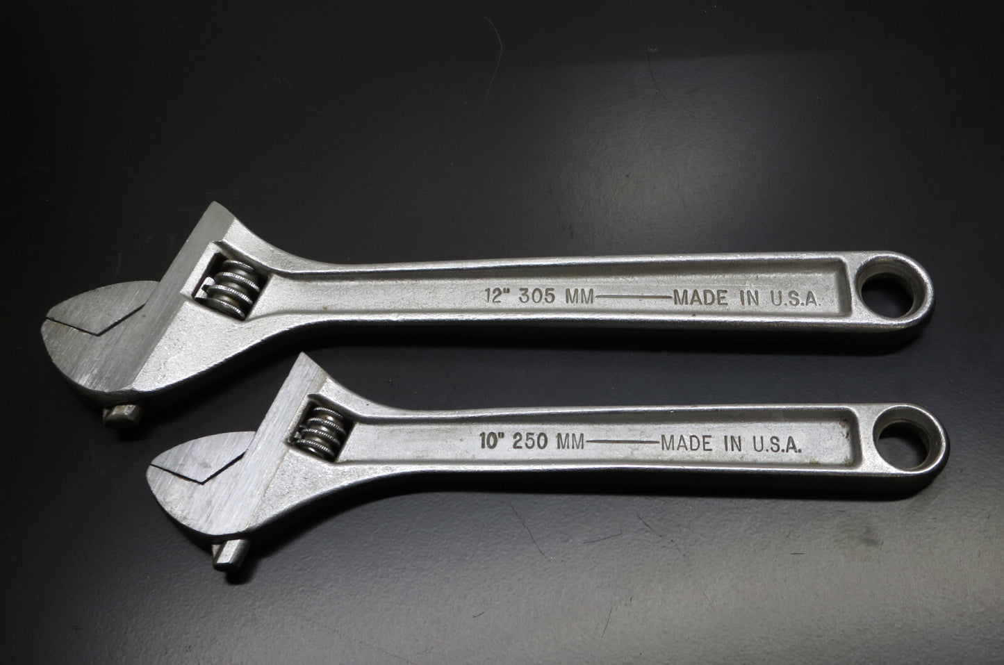 ARMSTRONG Adjustable Wrench Set 10 in. 28-410 & 12 in. 28-412 VG MADE IN USA