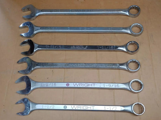 Wright Tool Combination Wrench 6 PC Shop Set 1-1/2 To 1-13/16 in. WrightGrip USA