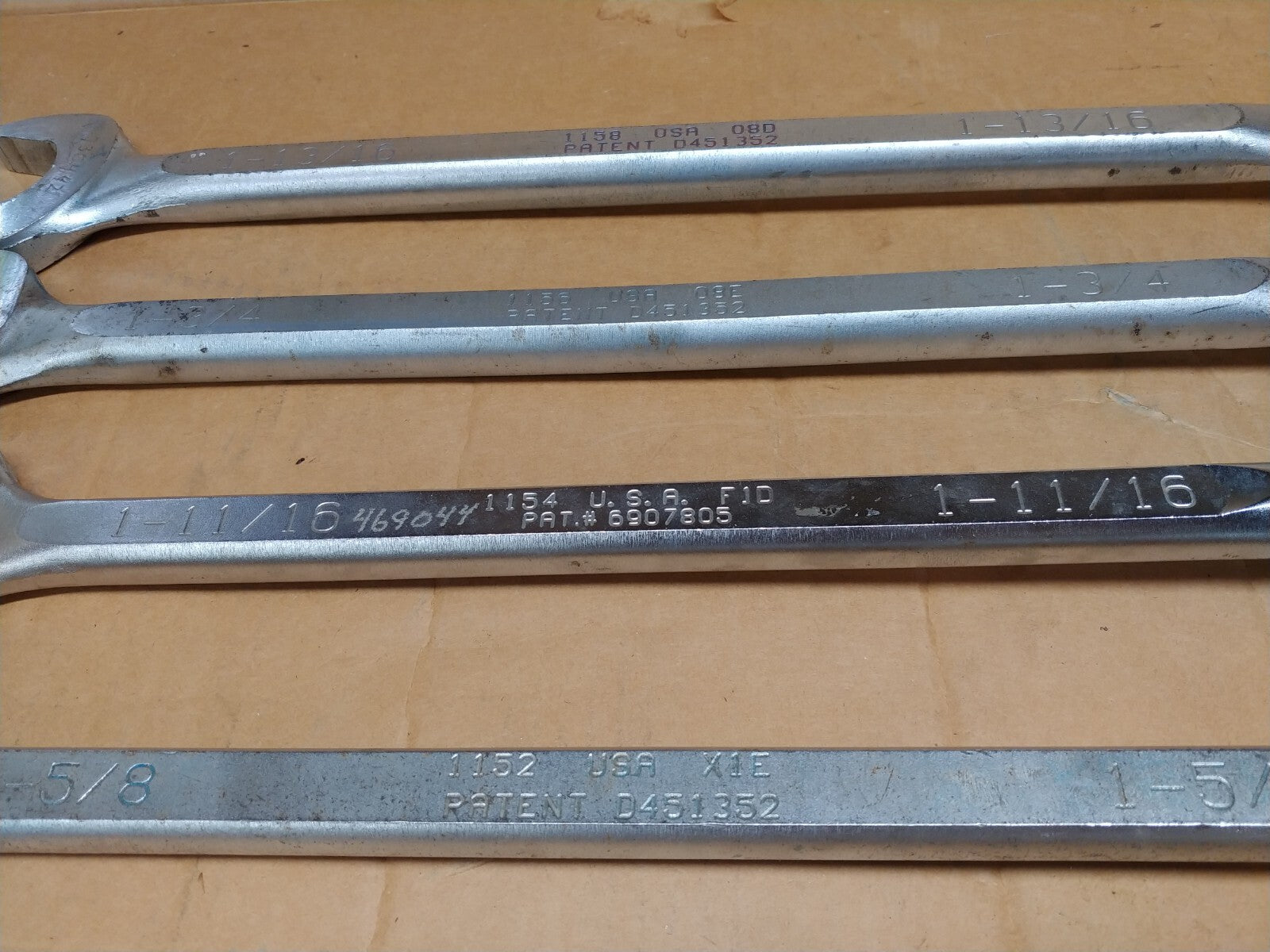 Wright Tool Combination Wrench 6 PC Shop Set 1-1/2 To 1-13/16 in. WrightGrip USA