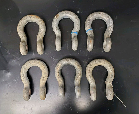 Lot of 6 ea. Crosby 7/8" (No Pins) Anchor Shackles 6-1/2 Ton G-209 USA