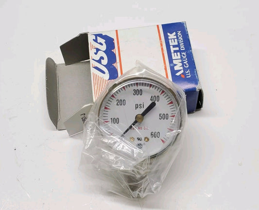 Ametek 0 - 600 PSI Pneumatic Pressure Gauge p/n 164262A, 1/4 NPT, 2"