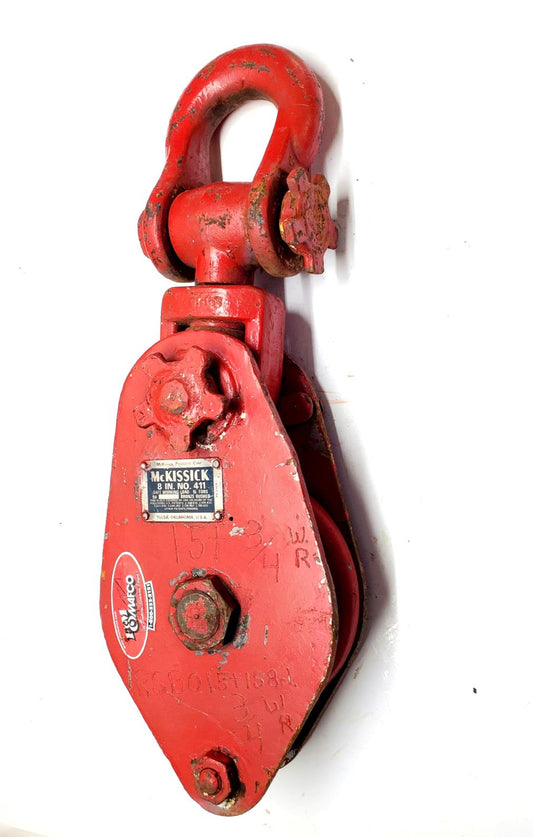 McKISSICK CROSBY 8" SNATCH BLOCK w/ SHACKLE  15 Ton 3/4 wire rope