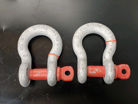 Lot of 2 Crosby 1-1/4 in. Screw Pin Anchor Shackles 12 Ton 1018570 G-209