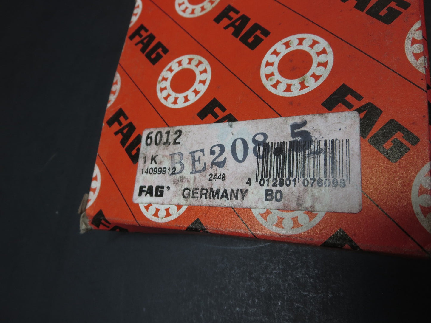 1 EA. New Sealed FAG 6012 Deep Groove Ball Bearing, Single Row, 60x95x18MM