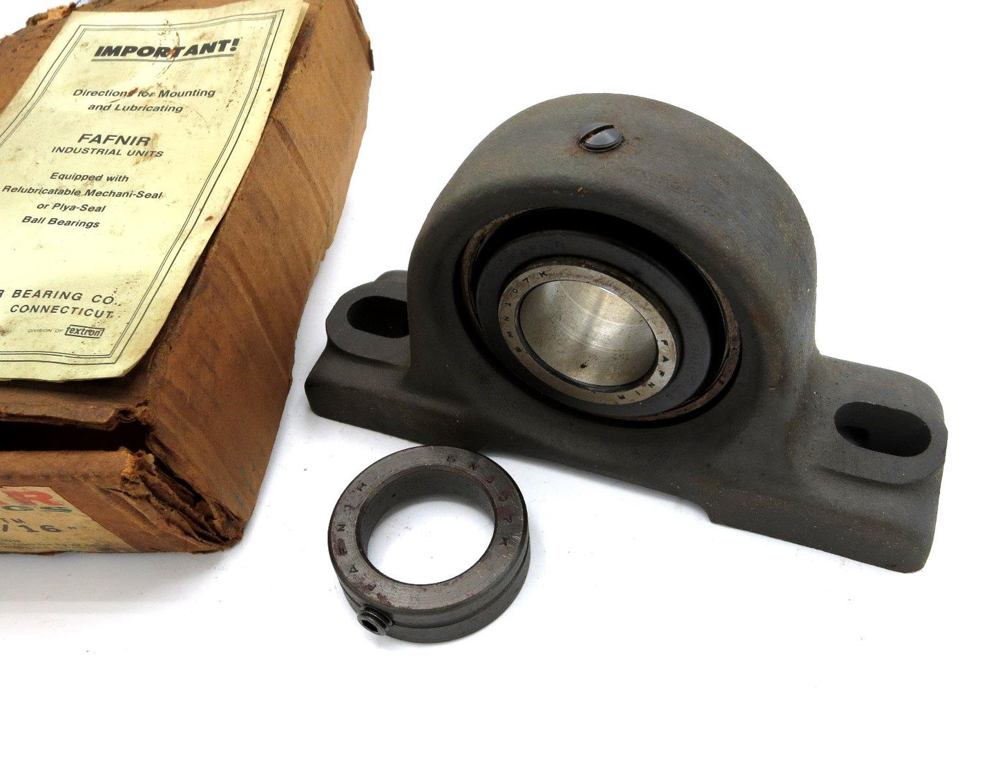 TIMKEN FAFNIR LAO 1 7/16 PILLOW BLOCK BEARING NOS IN ORIGINAL BOX, COLLAR & INST