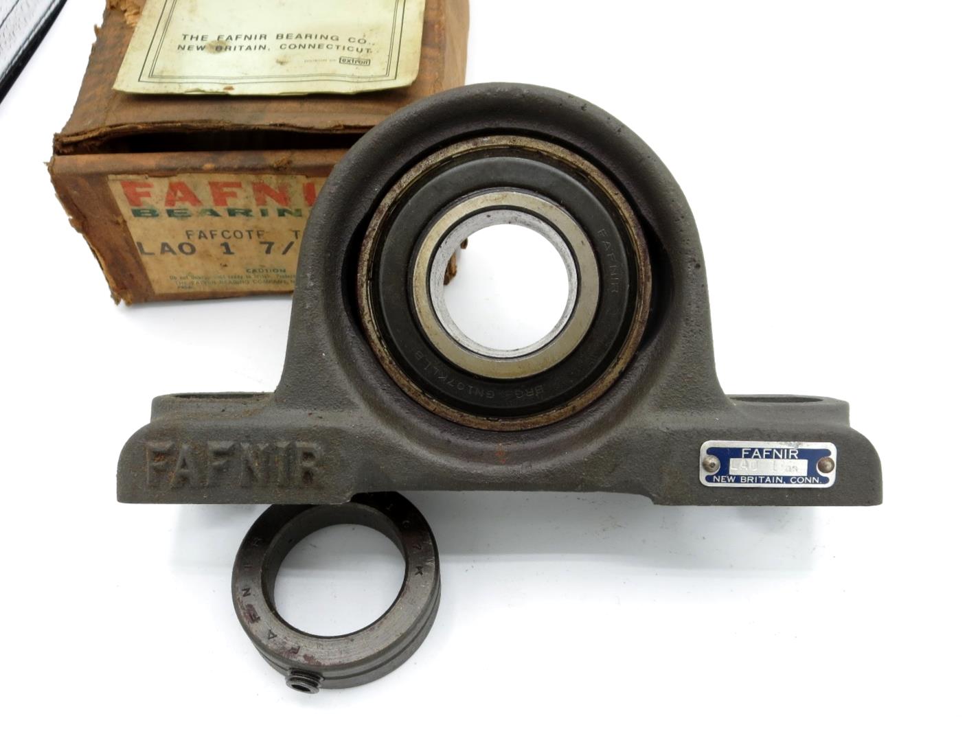 TIMKEN FAFNIR LAO 1 7/16 PILLOW BLOCK BEARING NOS IN ORIGINAL BOX, COLLAR & INST