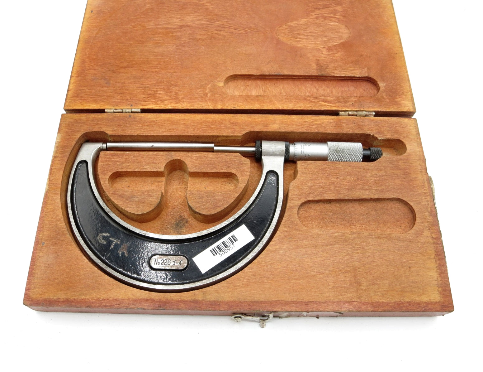 Starrett 226RL-4 Outside Micrometer, 3-4" Range w/ 3" Standard and Case 226RLZ-4