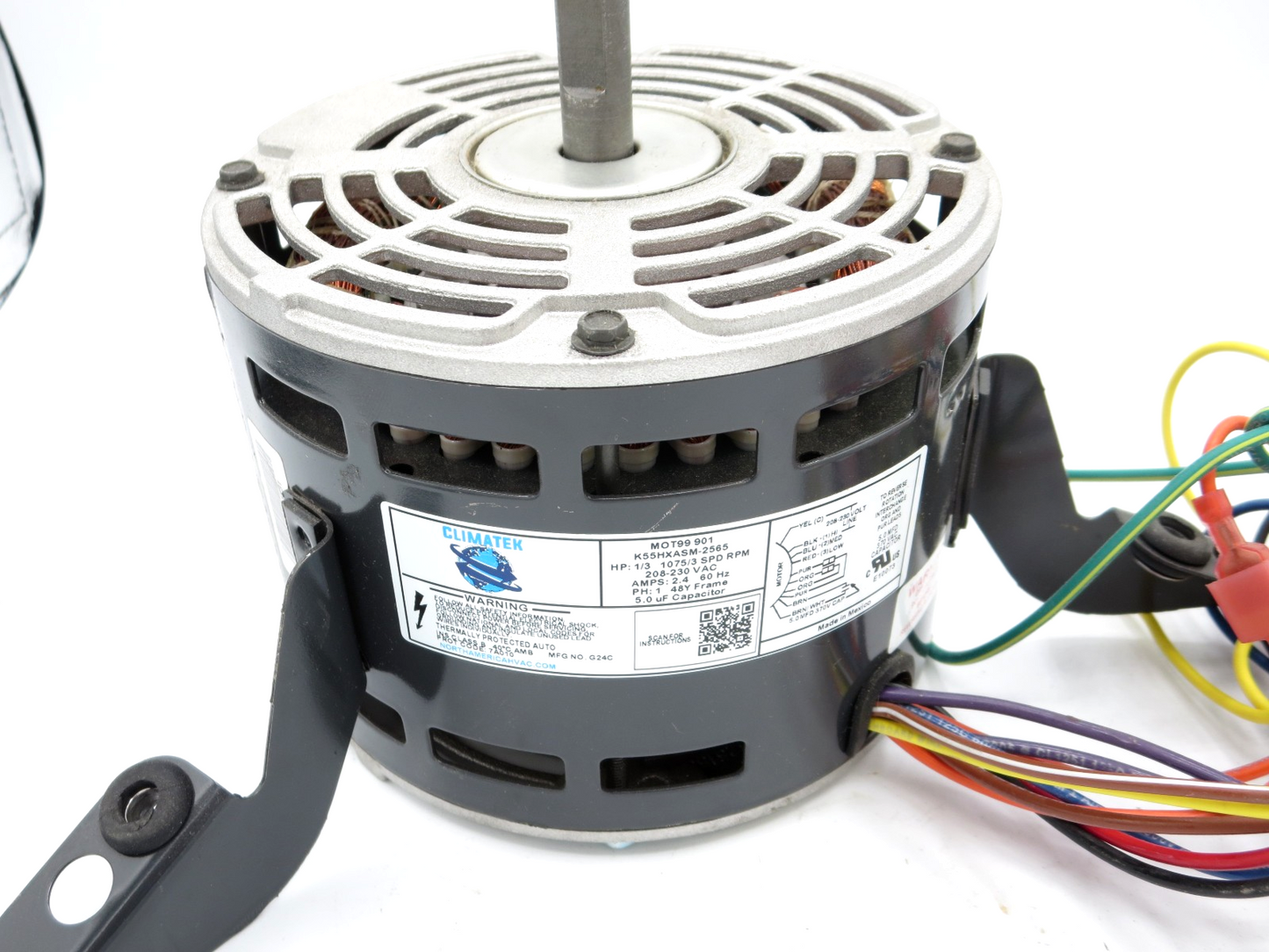 ClimaTek Furnace Blower Motor 1/3 HP 1075 RPM 208/230V MOT99 901 (Shaft Grind)