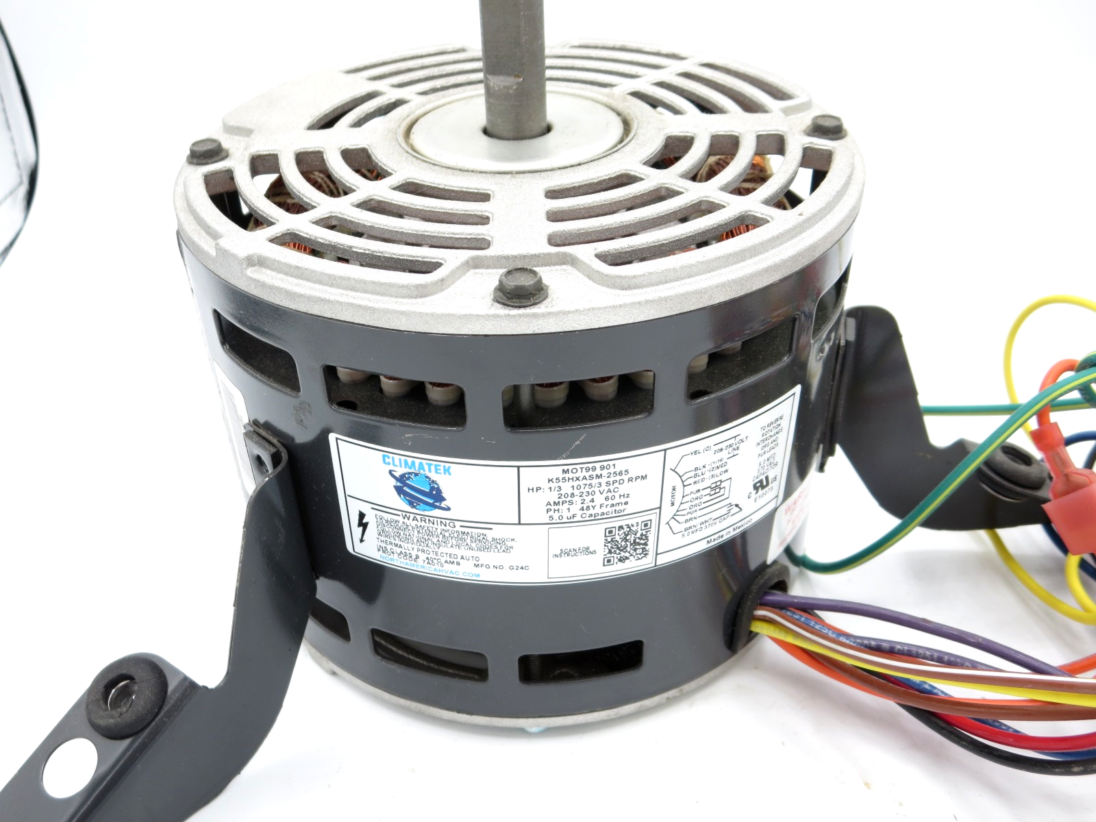 ClimaTek Furnace Blower Motor 1/3 HP 1075 RPM 208/230V MOT99 901 (Shaft Grind)