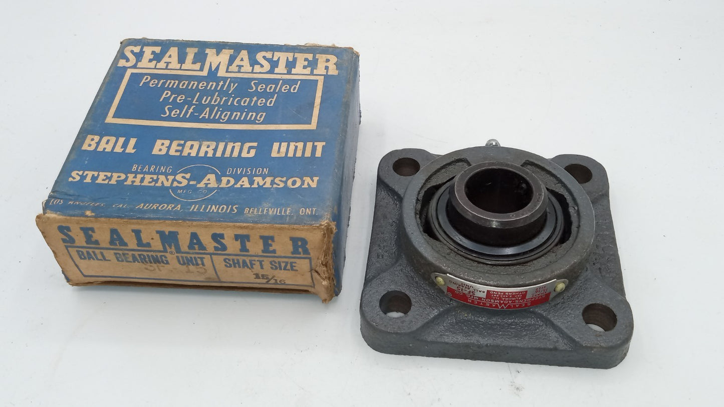 SEALMASTER SF-15 Bearing Unit 4-Bolt Flange 15/16" ID SF15 USA
