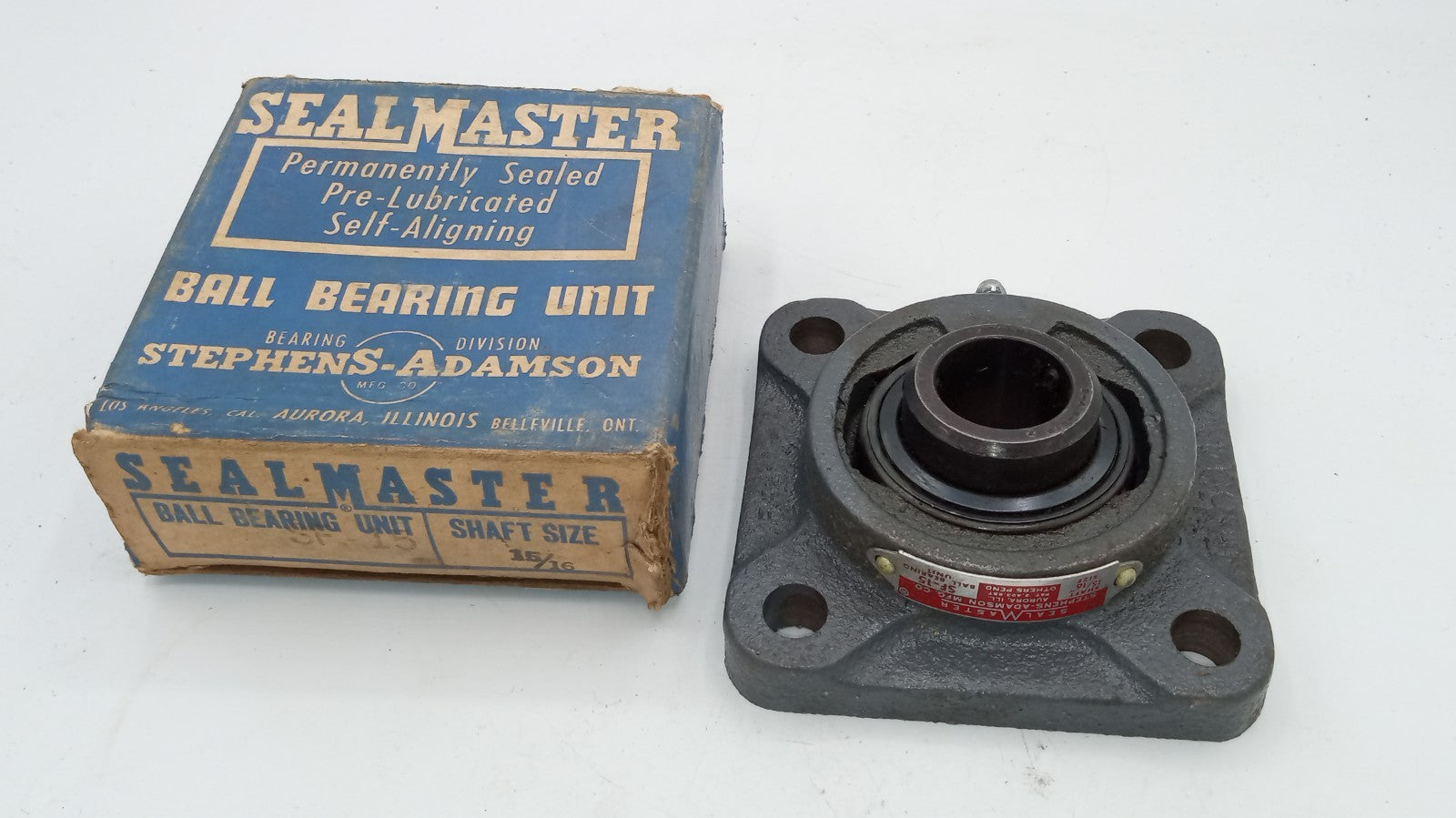 SEALMASTER SF-15 Bearing Unit 4-Bolt Flange 15/16" ID SF15 USA