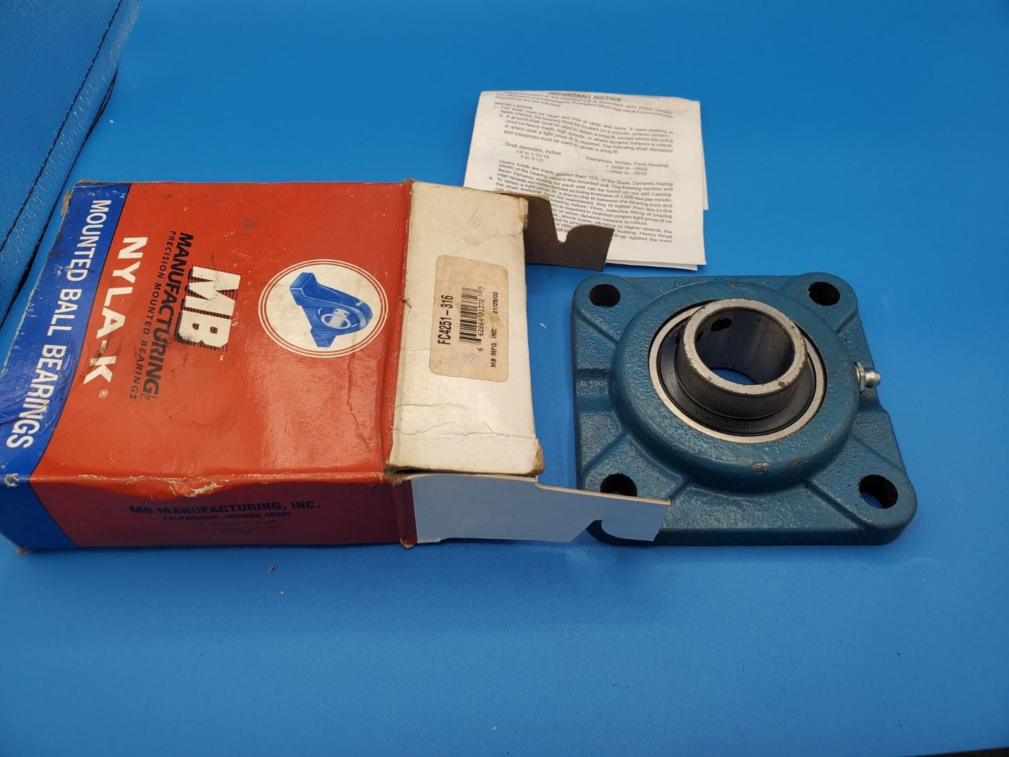 MB MANUFACTURING FC4251-316 BEARING PAT'D USA 1-3/16"