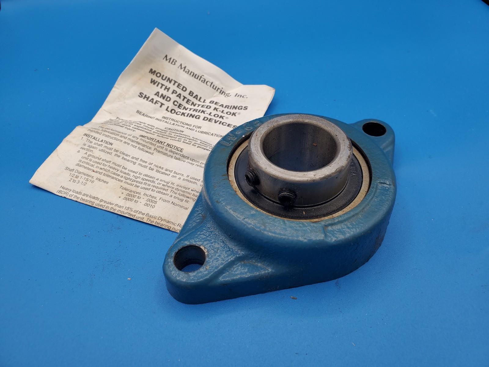 MB Manufacturing FC2 25 1 5/16 2-Bolt Flange Bearing Pat'd USA 1-5/16" NOS