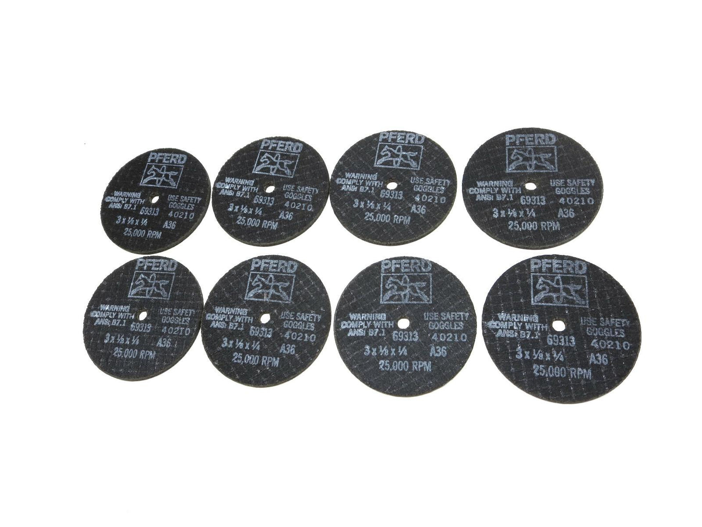 Lot of 8 PCS PFERD Germany Cut Off Wheels 69313 3" X 1/8" X 1/4" 36 Grit 