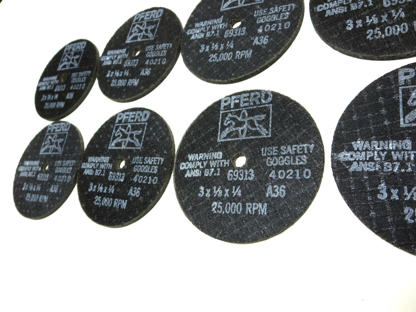 Lot of 8 PCS PFERD Germany Cut Off Wheels 69313 3" X 1/8" X 1/4" 36 Grit 