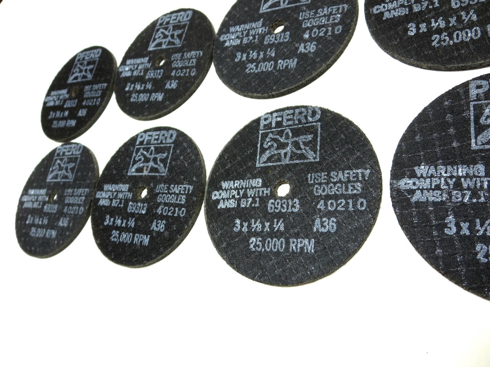 Lot of 8 PCS PFERD Germany Cut Off Wheels 69313 3" X 1/8" X 1/4" 36 Grit 