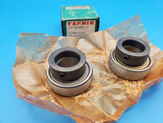 LOT OF 2 PCS FAFNIR RA100RRB + COL BEARING W/ COLLAR 