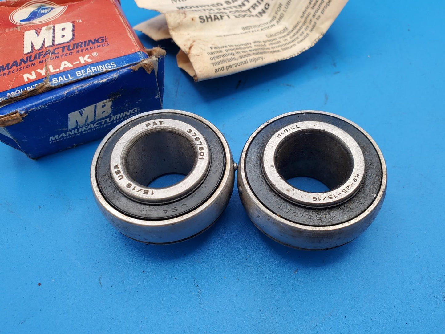LOT OF 2 pcs MB Manufacturing MB-25-15/16 Mounted Ball Bearing Insert 3797901