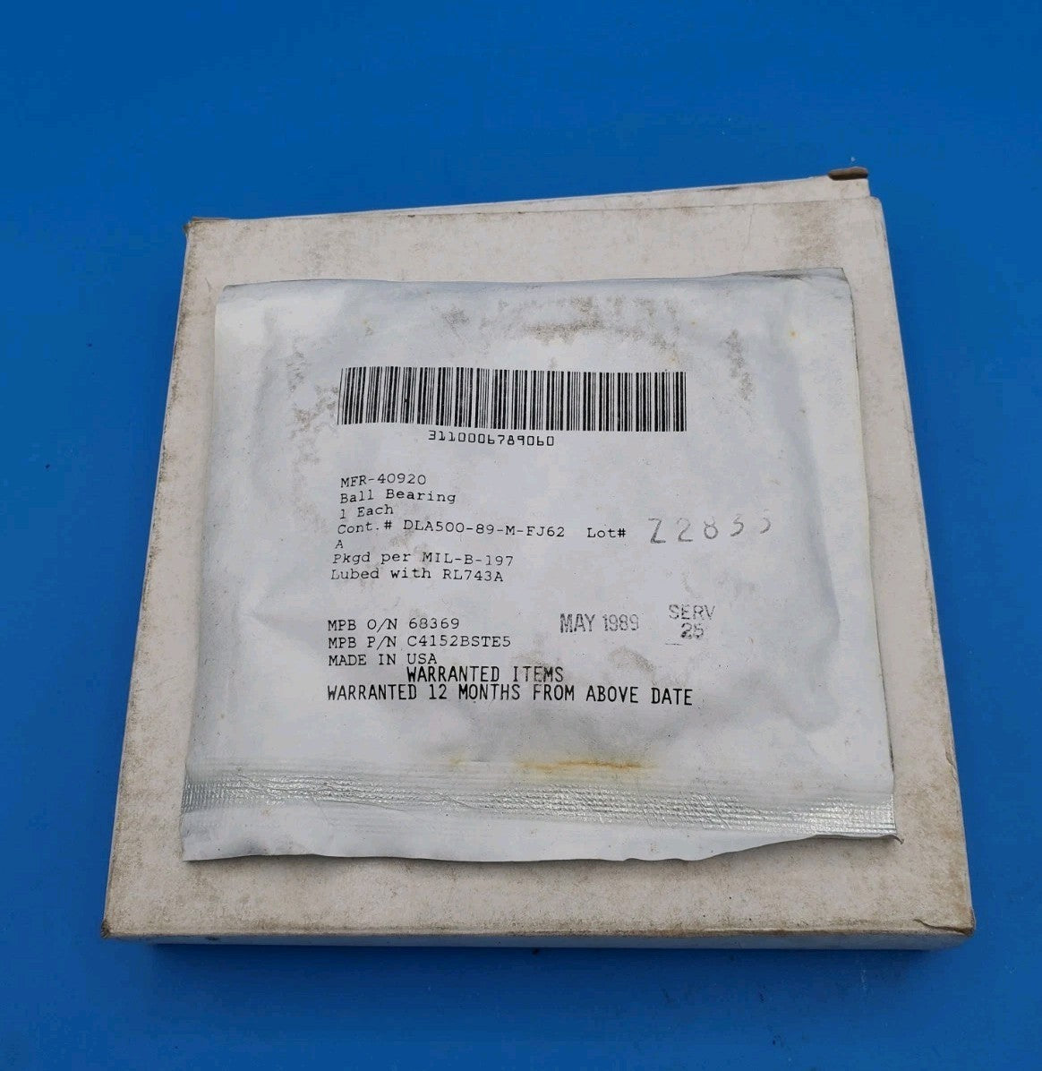 MPB Ball Bearing C4152BSTES | MPB O/N 68369 | DLA500-89-M-FJ62 | MIL-SPEC NOS