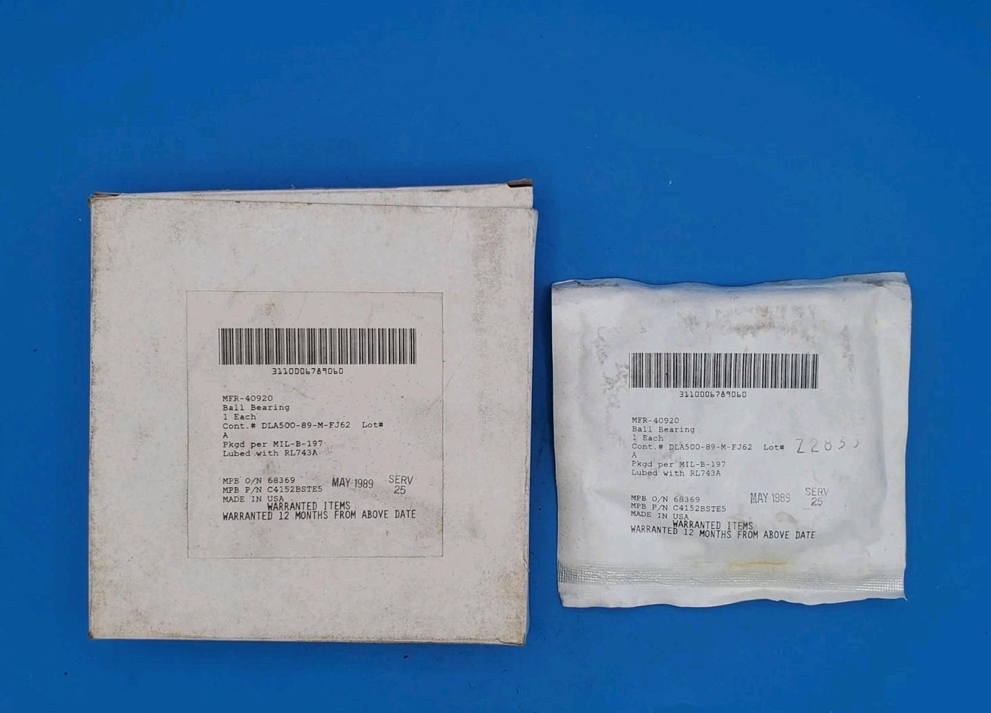 MPB Ball Bearing C4152BSTES | MPB O/N 68369 | DLA500-89-M-FJ62 | MIL-SPEC NOS