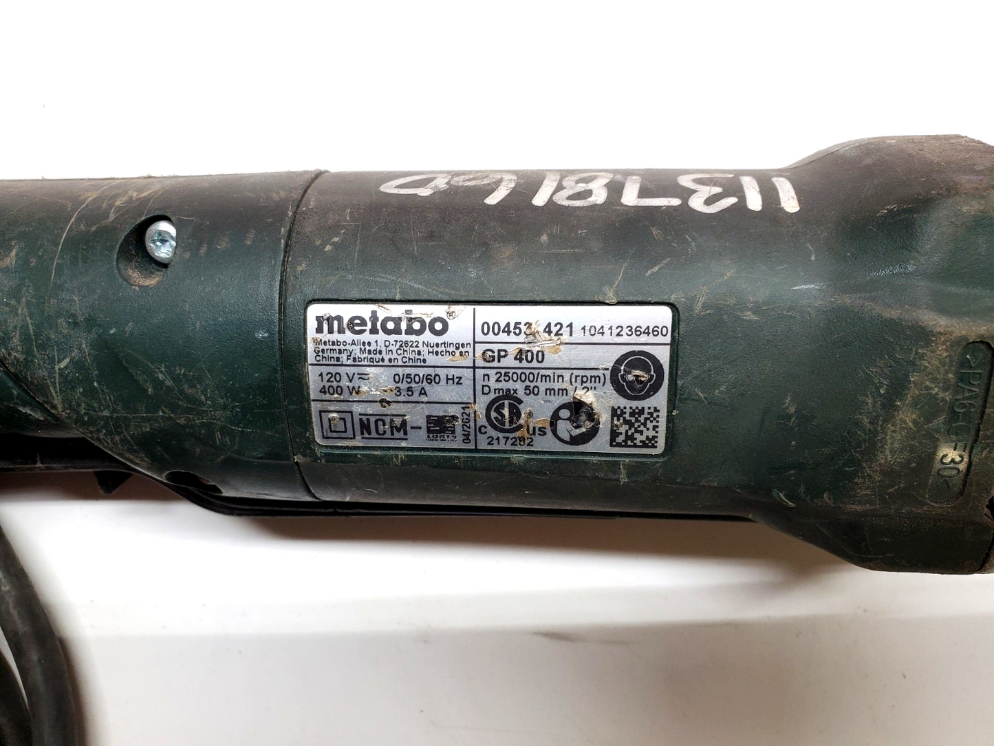 1 Ea. Metabo GP400 Die Grinder 25,000 RPM 120v 3.5A w/ Hook Tether