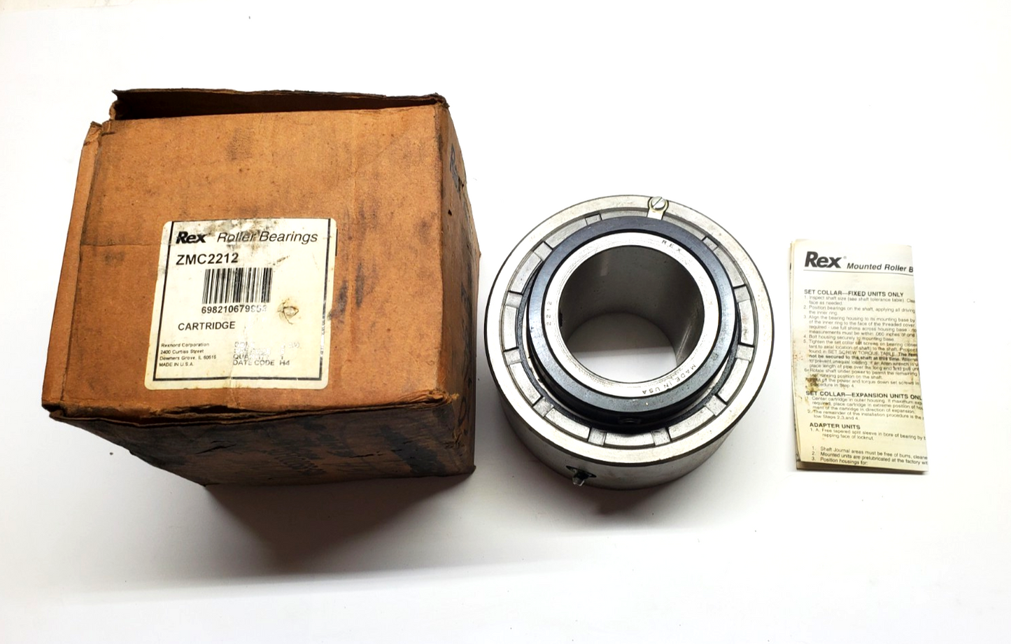 Rexnord ZMC2212 Cartridge Block Roller Bearing 2-3/4" Bore USA