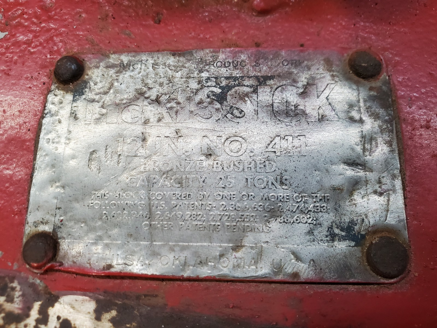 Crosby McKissick 25 Ton Snatch Block  12" BB No 411