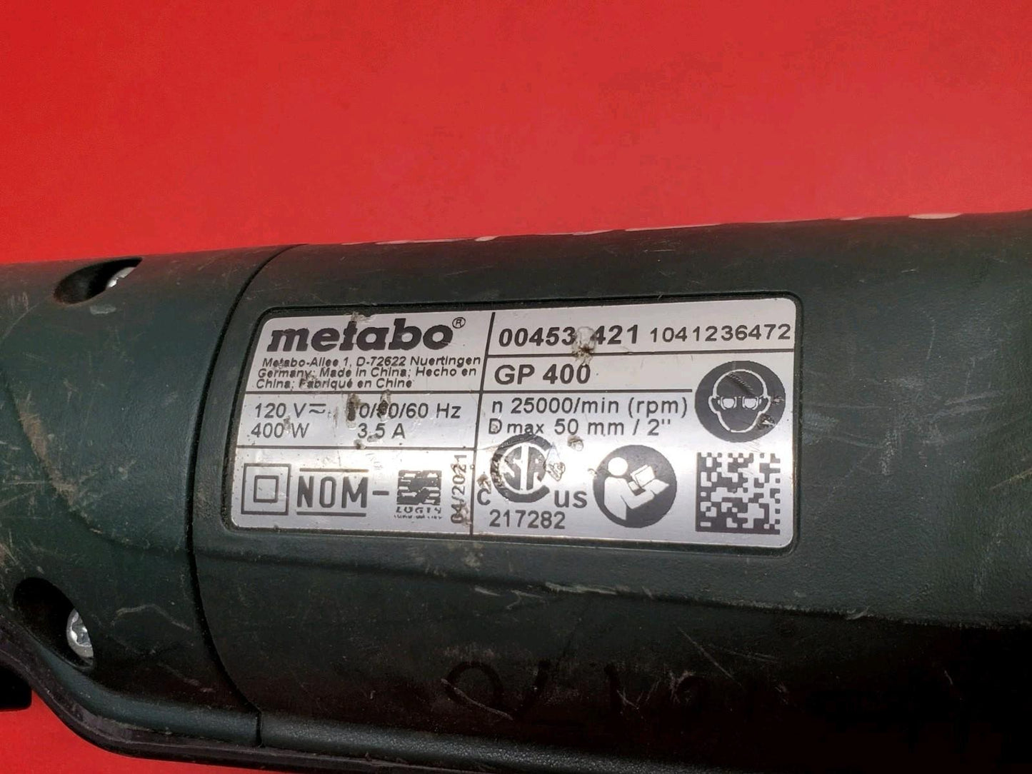 1 Ea. Metabo GP400 Die Grinder 25,000 RPM 120v 3.5A w/ Tool Tether Excellent