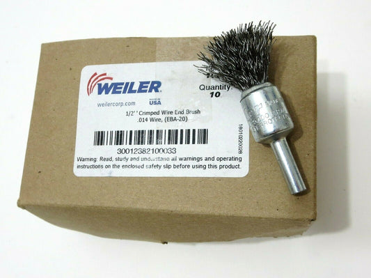 WEILER 10003 1/2 in. Crimped Wire End Brush Steel .014 10-Pack 25,000 RPM USA