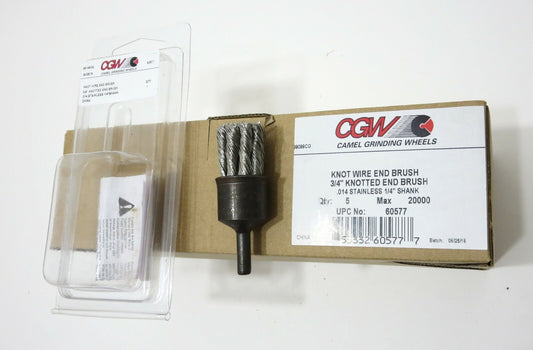 CGW 60577 3/4 KNOTTED END BRUSH .014 STAINLESS 1/4 SHANK BOX OF 5 Camel Grinding