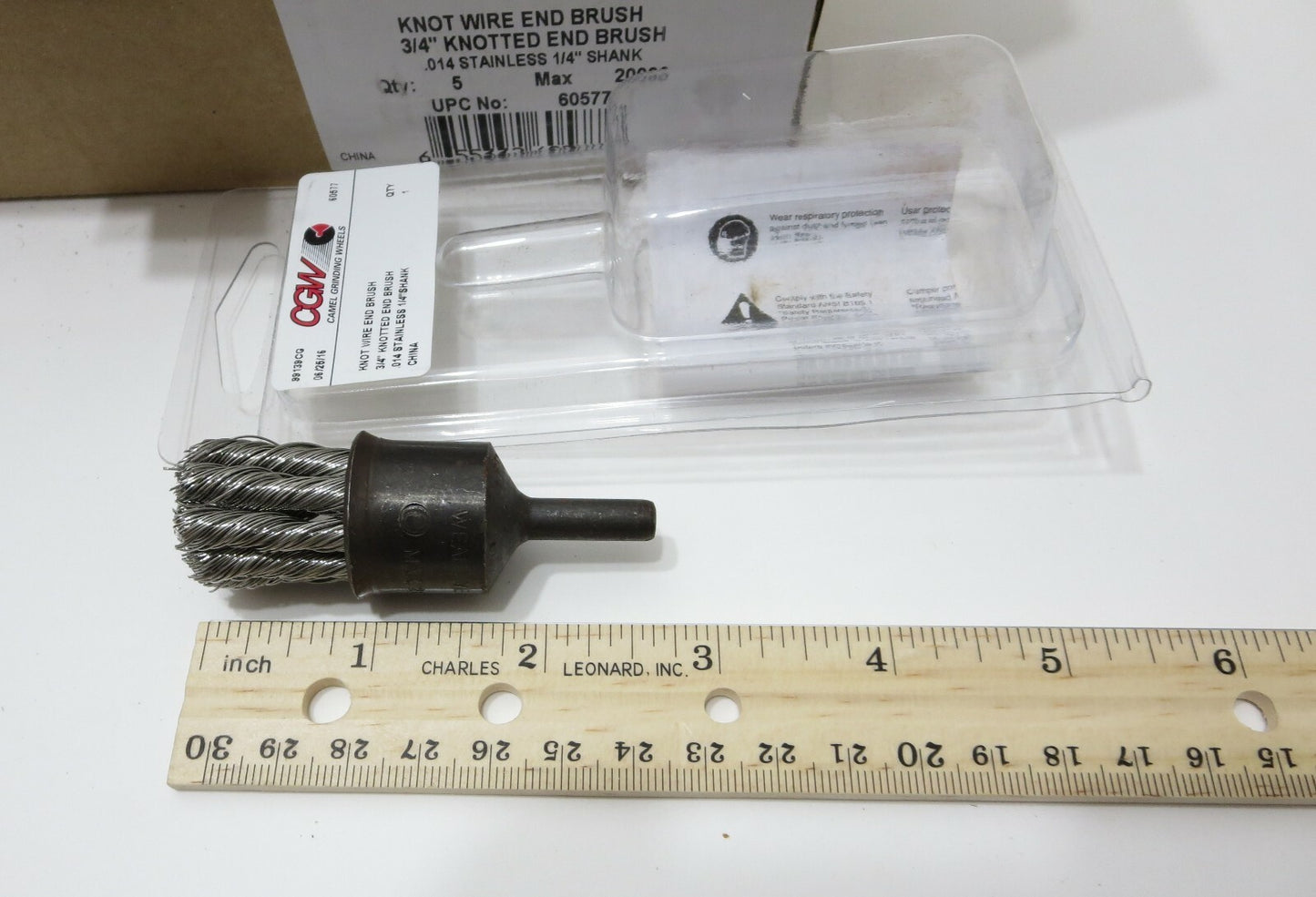 CGW 60577 3/4 KNOTTED END BRUSH .014 STAINLESS 1/4 SHANK BOX OF 5 Camel Grinding