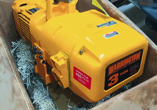 Harrington NERG030L-150 3 Ton Electric Hoist 150 FT Lift Trolley & C-Bucket 460v