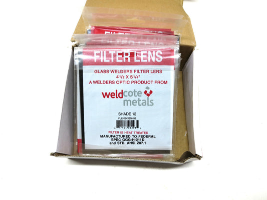 9 PCS Weldcote Glass Welders Filter Lens FLENSX5SH12 4 1/2" x 5 1/4" Shade 12