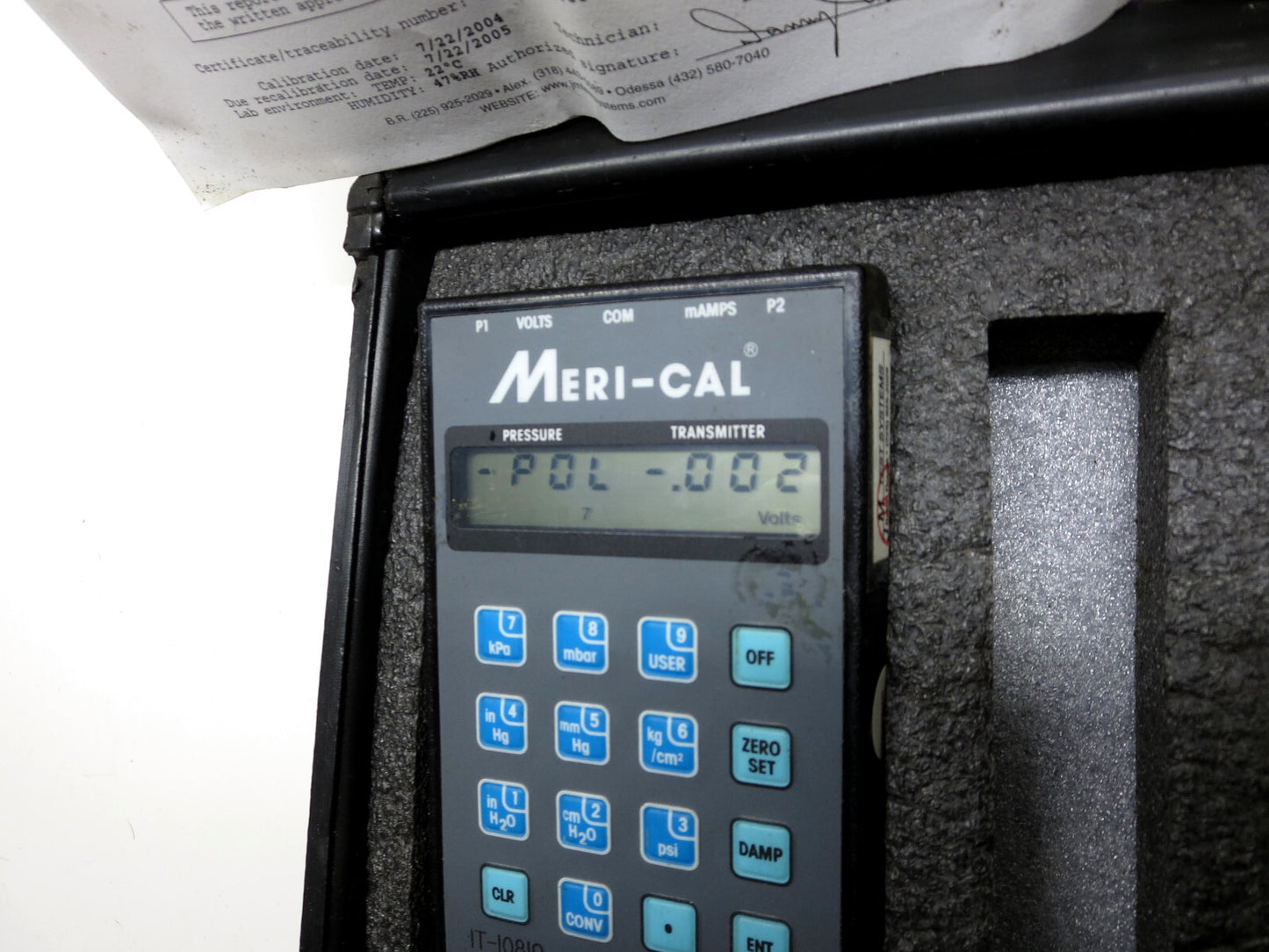 Meriam Meri Cal LP2000C Digital Manometer Calibrator w/ Accessories 0-2,000 H20