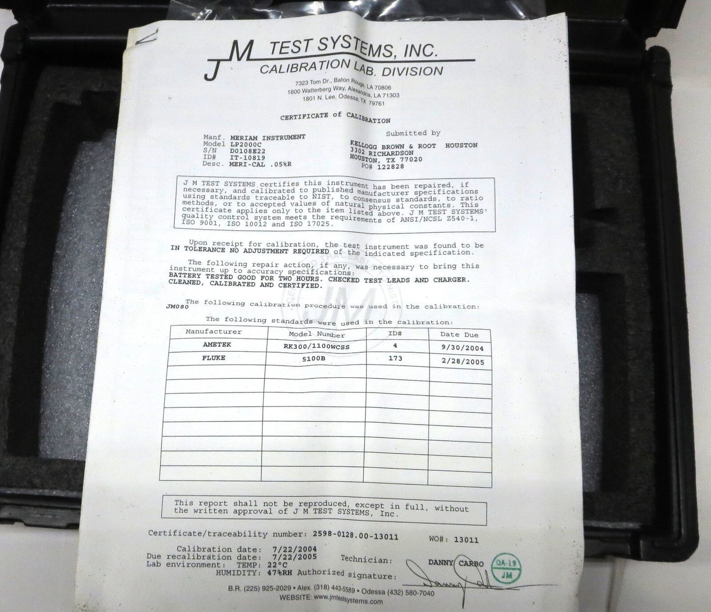 Meriam Meri Cal LP2000C Digital Manometer Calibrator w/ Accessories 0-2,000 H20