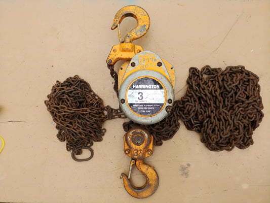 Harrington 3 Ton Chain Hoist 20 Ft Lift CF030-20 S/N F139307