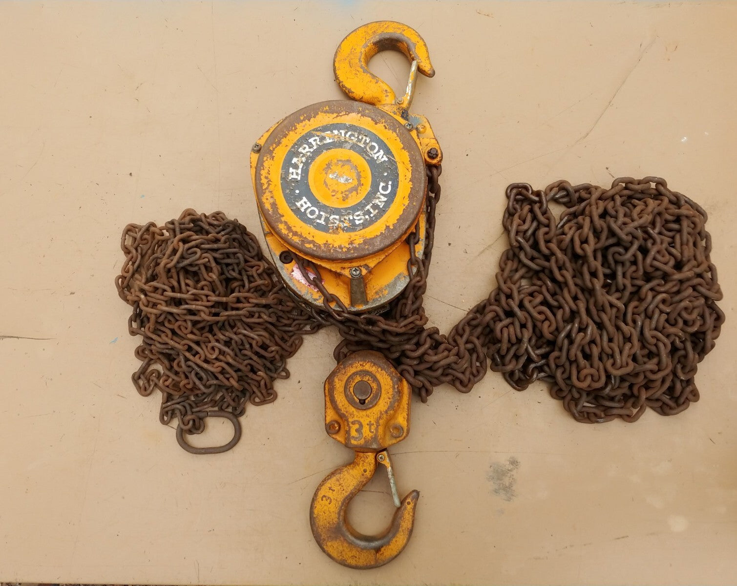 Harrington 3 Ton Chain Hoist 20 Ft Lift CF030-20 S/N F139307