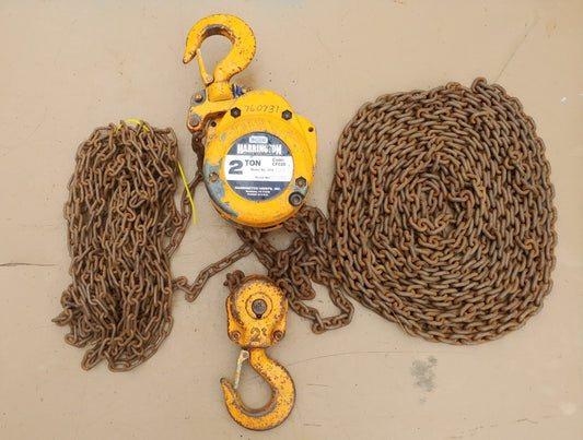 Harrington 2 Ton Chain Hoist 20 Ft Lift CF020-20 S/N F110395