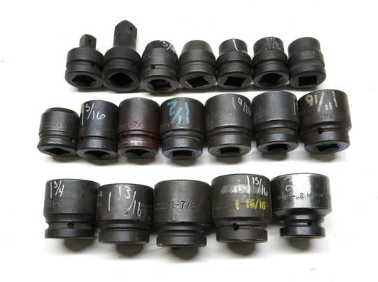 19-PCS. 3/4" to 2" Impact Socket Set 1" Drive From Wright, Proto, GW & More