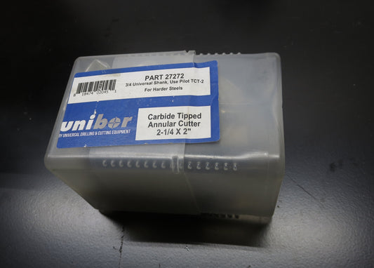 Unibor 27272 Carbide Tipped Annular Cutter 2-1/4" Diameter x 2" Depth, w/ Pin