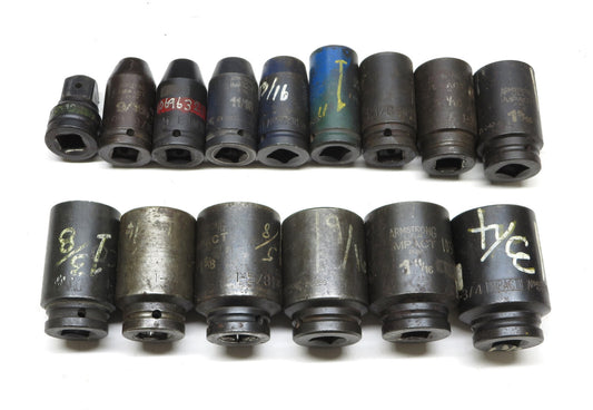 Armstrong USA 15-PCS 3/4 in Drive Deep Impact Sockets 9/16 To 1-3/4 Range