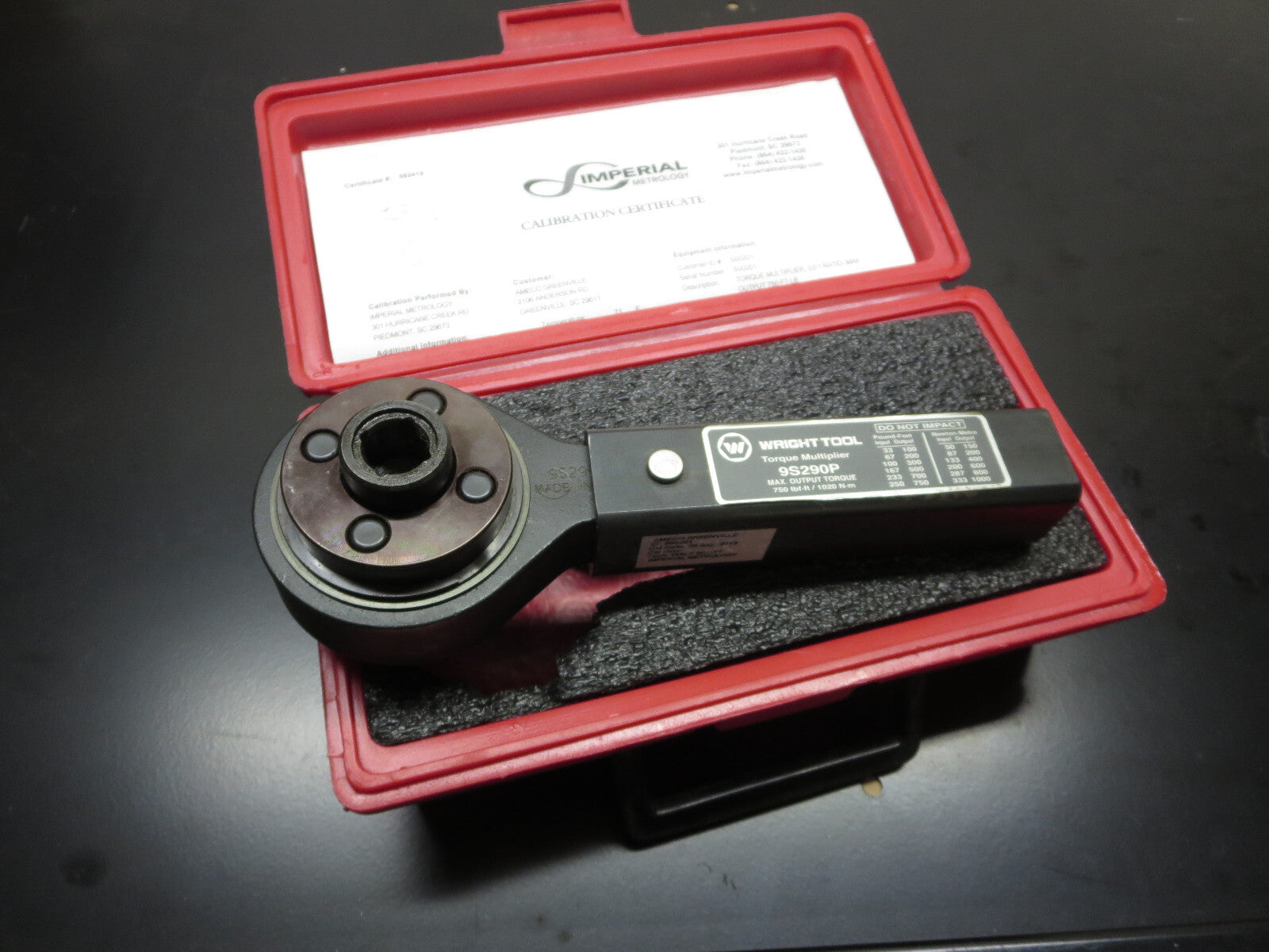 Wright Tool 9S290P 3/4 in. Drive Torque Multiplier 750 FT LBS MAX. (EX.Cond) USA
