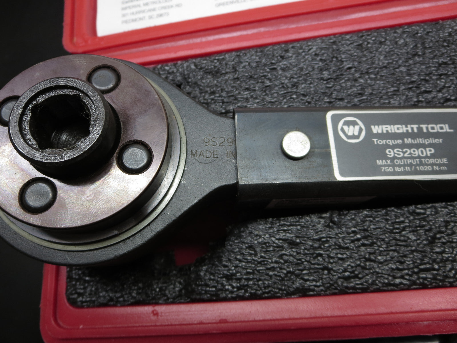 Wright Tool 9S290P 3/4 in. Drive Torque Multiplier 750 FT LBS MAX. (EX.Cond) USA