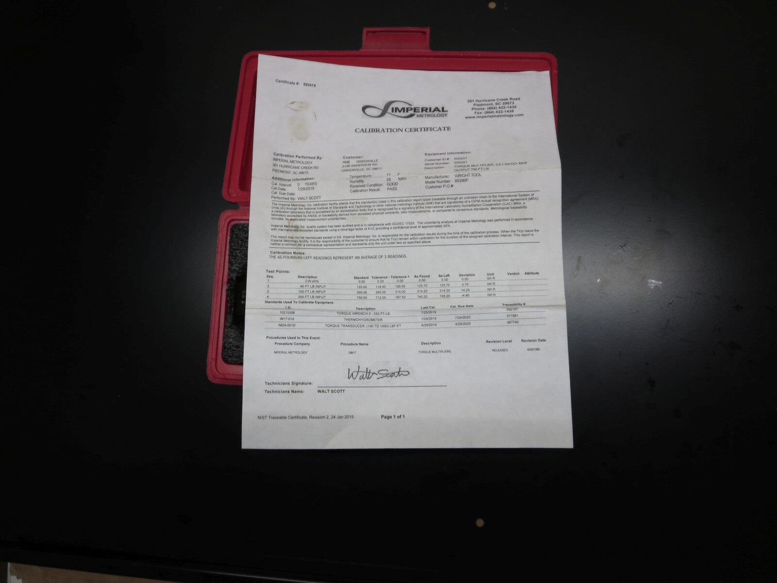 Wright Tool 9S290P 3/4 in. Drive Torque Multiplier 750 FT LBS MAX. (EX.Cond) USA