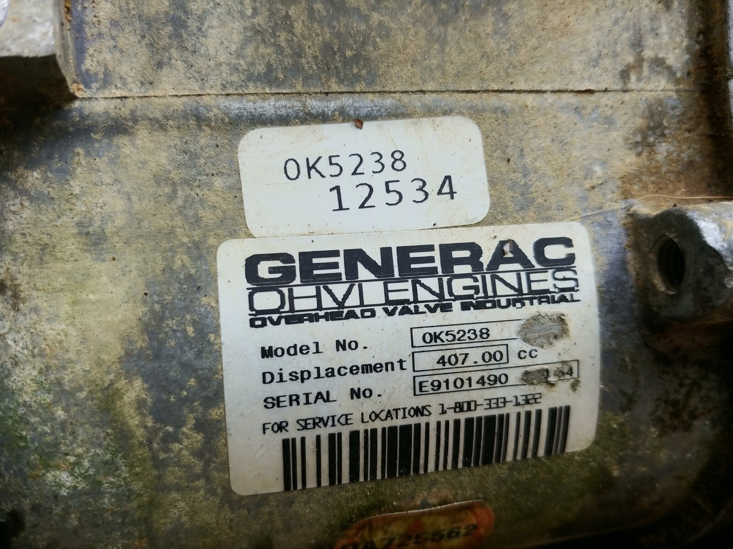 Generac 0K5238 OHVI Engine 407 CC from XP6500E Generator W Alternator (Parts)
