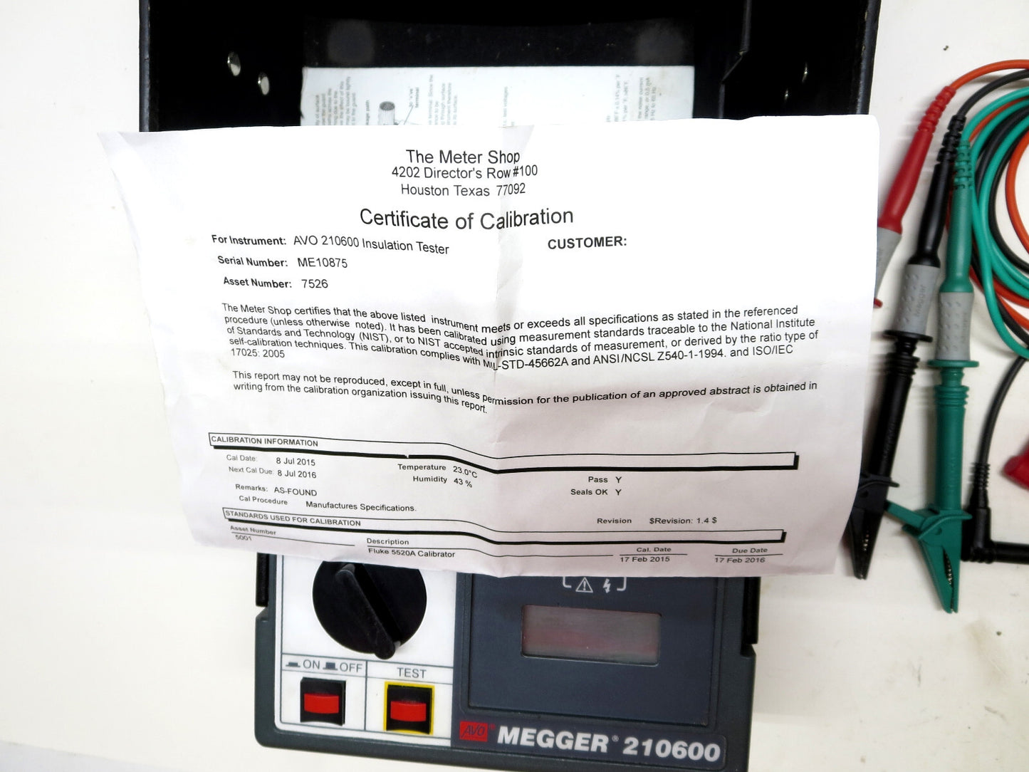 AVO MEGGER 210600 Insulation Tester Kit 1000V s/n 101034916 Made in UK