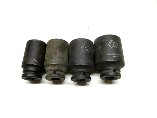 LOT OF 4 PCS GearWrench 3/4 DR Deep Impact Sockets 1-7/16, 1-1/2, 1-5/8, 1-13/16