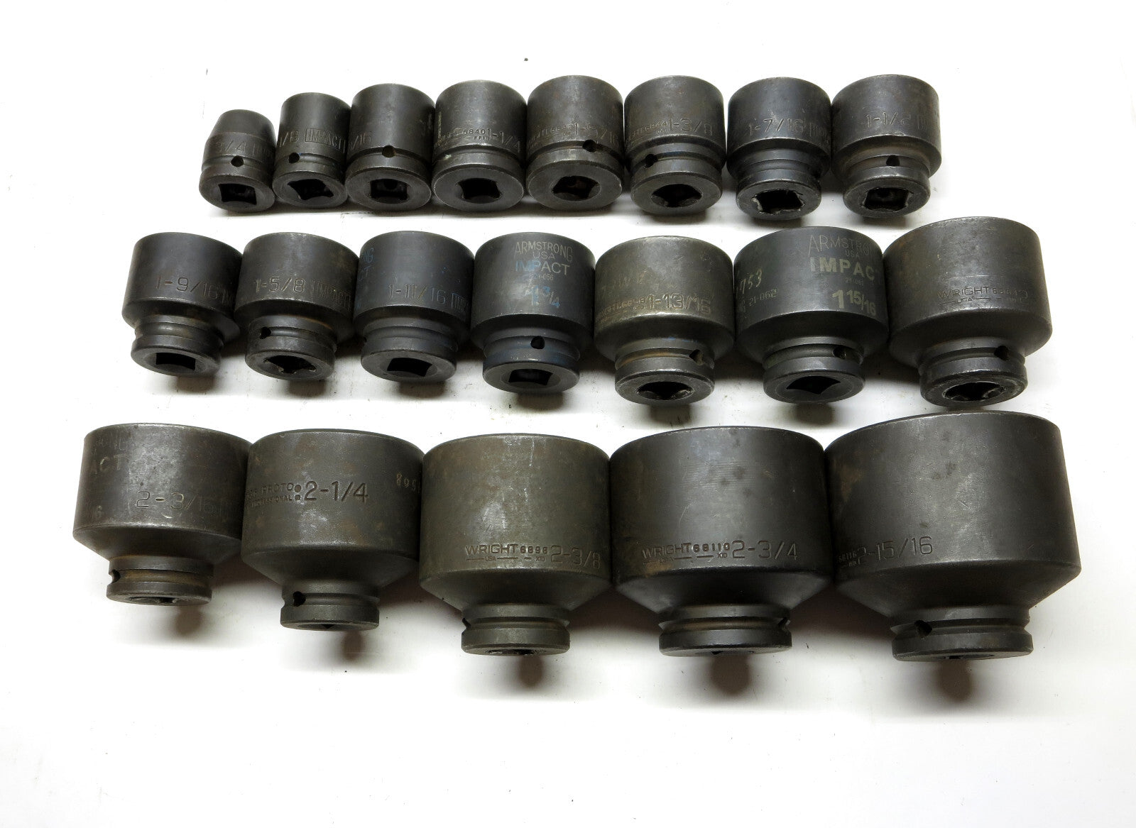 Armstrong & Wright Domestic 3/4 Impact Socket Set of 20 pcs 3/4 - 2-15/16" USA
